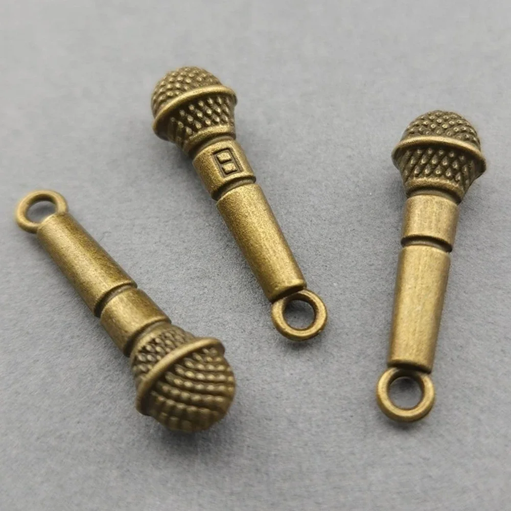 8pcs Microphone Charms bronze tone metal music‎ singer jewelry making